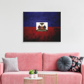 Black Grunge Haiti Flag Canvas Afdruk (Insitu (Woonkamer))