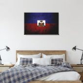 Black Grunge Haiti Flag Canvas Afdruk (Insitu (Slaapkamer))