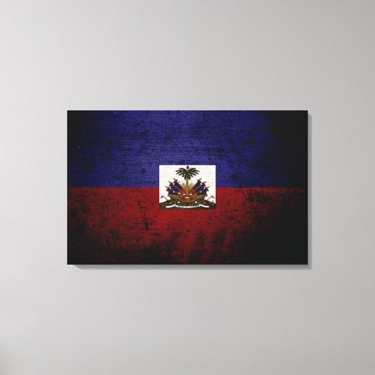 Black Grunge Haiti Flag Canvas Afdruk (Voorkant)