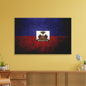 Black Grunge Haiti Flag Canvas Afdruk (Insitu (Woonkamer))