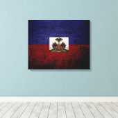 Black Grunge Haiti Flag Canvas Afdruk (Insitu (Houten vloer))