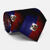 Black Grunge Haiti Flag Stropdas (Opgerold)