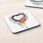 Black Grunge Heart Zonnebloem Drankjes Onderzetter (Linkerzijde)