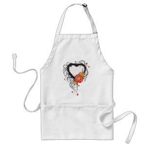 Black Grunge Heart Zonnebloem Standaard Schort