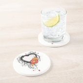 Black Grunge Heart Zonnebloem Zandsteen Onderzetter (Zijkant)