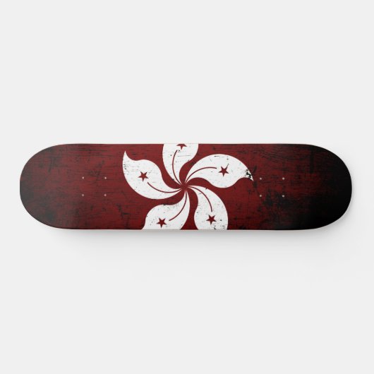 Black Grunge Hong Kong Flag Persoonlijk Skateboard (Horizontaal)