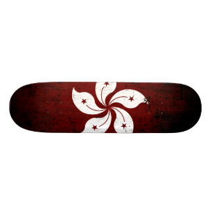 Black Grunge Hong Kong Flag Persoonlijk Skateboard