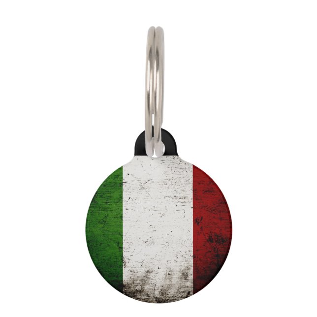 Black Grunge Italy Flag Huisdierpenning (Voorkant)
