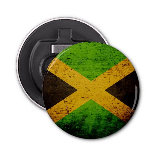 Black Grunge Jamaica Flag Button Flesopener (Voorkant)
