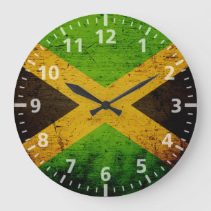 Black Grunge Jamaica Flag Grote Klok
