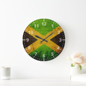 Black Grunge Jamaica Flag Grote Klok (Huis)