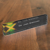 Black Grunge Jamaica Flag Naambordje (Zijkant)