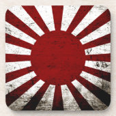 Black Grunge Japan Rising Sun Flag Bier Onderzetter (Voorkant)