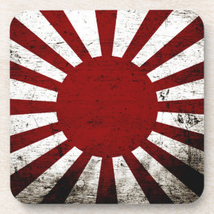 Black Grunge Japan Rising Sun Flag Bier Onderzetter