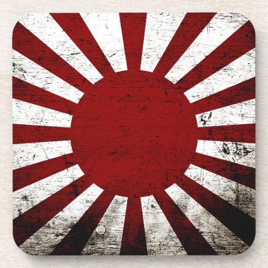 Black Grunge Japan Rising Sun Flag Bier Onderzetter (Voorkant)