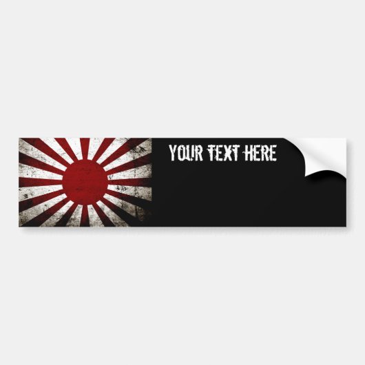 Black Grunge Japan Rising Sun Flag Bumpersticker (Voorkant)