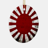 Black Grunge Japan Rising Sun Flag Keramisch Ornament (Rechts)