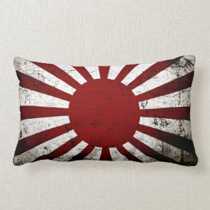 Black Grunge Japan Rising Sun Flag Kussen