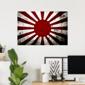 Black Grunge Japan Rising Sun Flag Poster (Thuiskantoor)