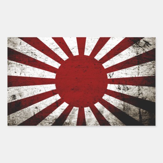 Black Grunge Japan Rising Sun Flag Rechthoekige Sticker (Voorkant)