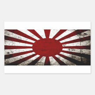 Black Grunge Japan Rising Sun Flag Rechthoekige Sticker