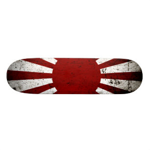 Black Grunge Japan Rising Sun Flag Skateboard