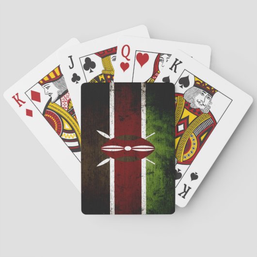 Black Grunge Kenya Flag Speelkaarten (Achterkant)