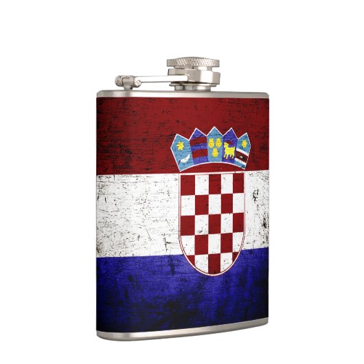 Black Grunge Kroatië Flag Heupfles (Rechts)