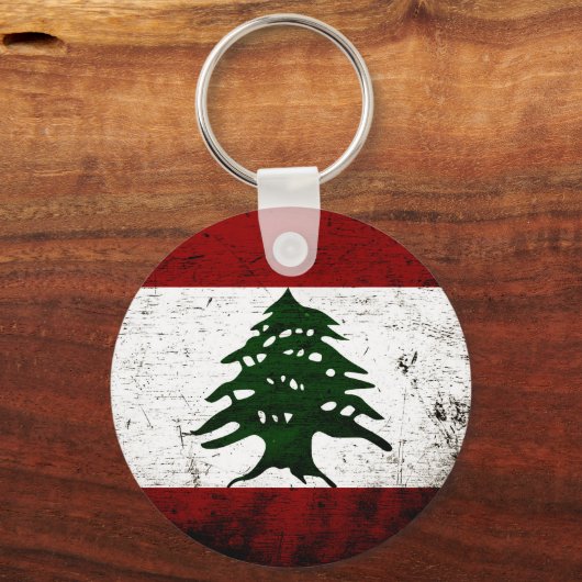 Black Grunge Libanese vlag Sleutelhanger (Voorkant)