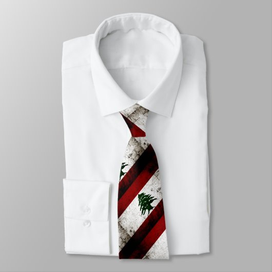 Black Grunge Libanese vlag Stropdas (Gebonden)
