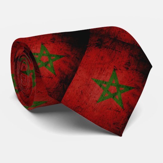 Black Grunge Marokko Flag Stropdas (Opgerold)