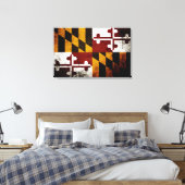 Black Grunge Maryland State Flag Canvas Afdruk (Insitu (Slaapkamer))