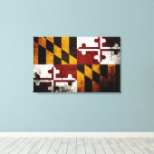Black Grunge Maryland State Flag Canvas Afdruk (Insitu (Houten vloer))