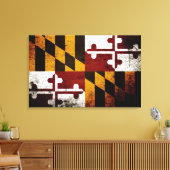 Black Grunge Maryland State Flag Canvas Afdruk (Insitu (Woonkamer))