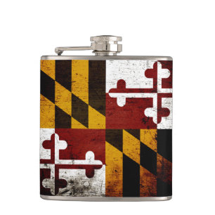 Black Grunge Maryland State Flag Heupfles