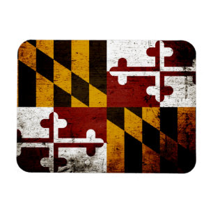 Black Grunge Maryland State Flag Magneet