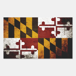 Black Grunge Maryland State Flag Rechthoekige Sticker