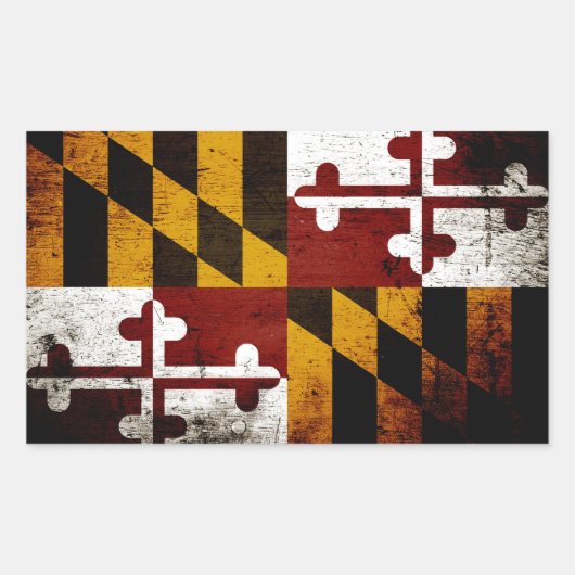 Black Grunge Maryland State Flag Rechthoekige Sticker (Voorkant)
