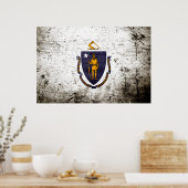 Black Grunge Massachusetts State Flag Poster (Keuken)