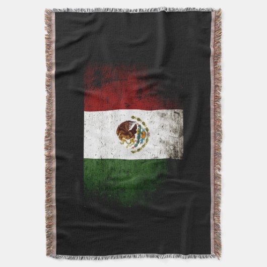 Black Grunge Mexico Flag Deken (Voorkant Verticaal)