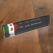 Black Grunge Mexico Flag Naambordje (Zijkant)