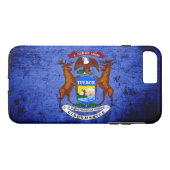 Black Grunge Michigan State Flag Case-Mate iPhone Case (Achterkant (Horizontaal))