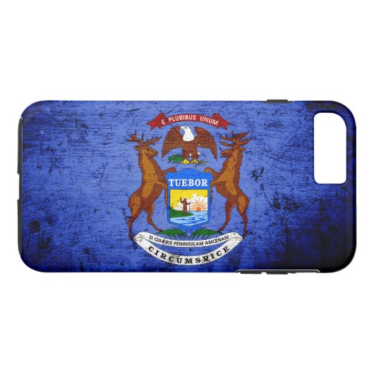 Black Grunge Michigan State Flag Case-Mate iPhone Case (Achterkant (Horizontaal))