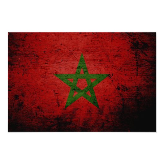 Black Grunge Morocco Flag Foto Afdruk (Voorkant)