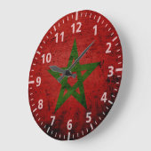 Black Grunge Morocco Flag Grote Klok (Hoek)