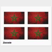 Black Grunge Morocco Flag Rechthoekige Sticker (Vel)