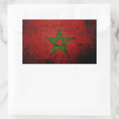 Black Grunge Morocco Flag Rechthoekige Sticker (Tas)