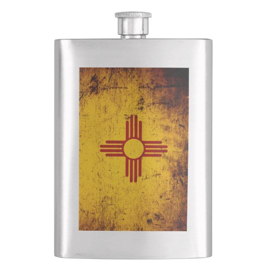 Black Grunge New Mexico State Flag Heupfles (Voorkant)