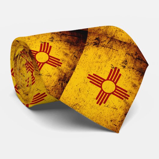 Black Grunge New Mexico State Flag Stropdas (Opgerold)