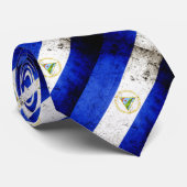 Black Grunge Nicaragua Flag Stropdas (Opgerold)